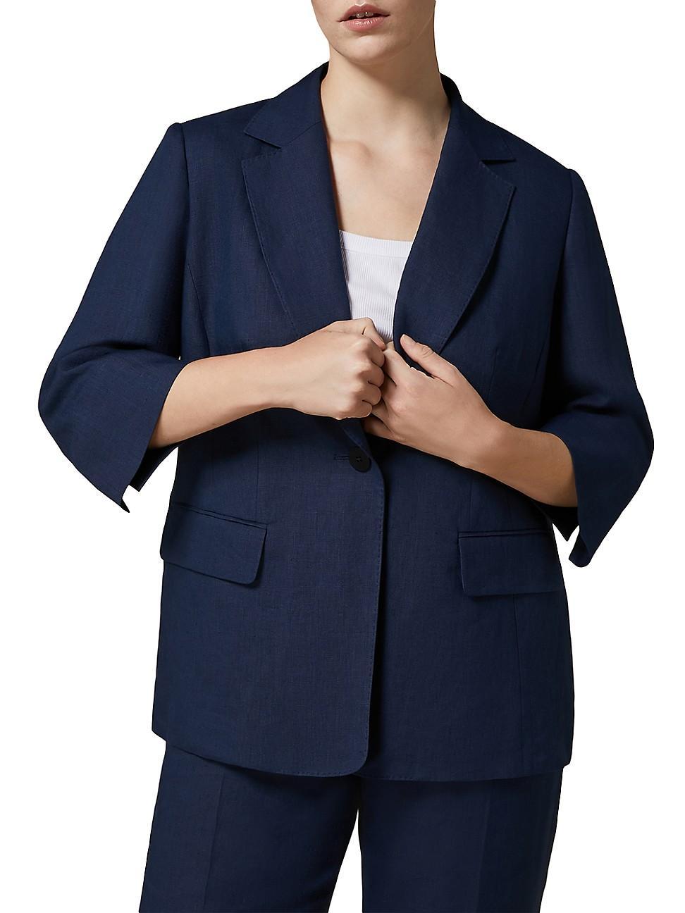 Womens Catwalk Yarn-Dyed Linen Blazer Product Image