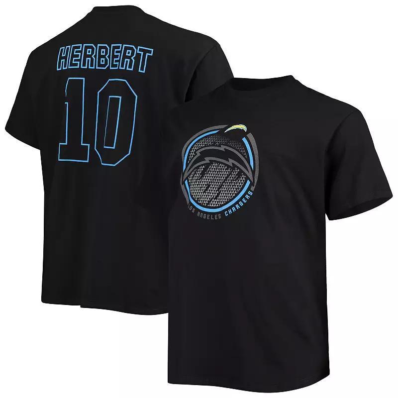 Mens Fanatics Branded Justin Herbert Los Angeles Chargers Big & Tall Color Pop Name & Number T-Shirt Product Image