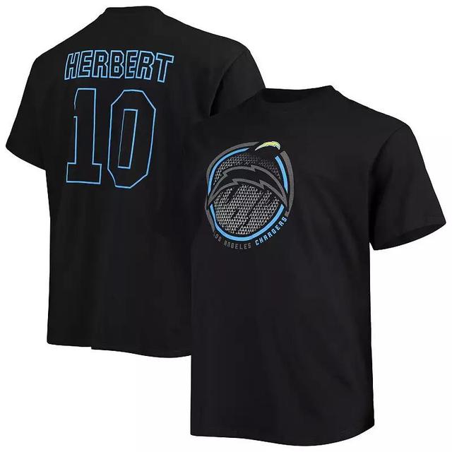 Mens Fanatics Branded Justin Herbert Black Los Angeles Chargers Big & Tall Color Pop Name & Number T-Shirt Product Image