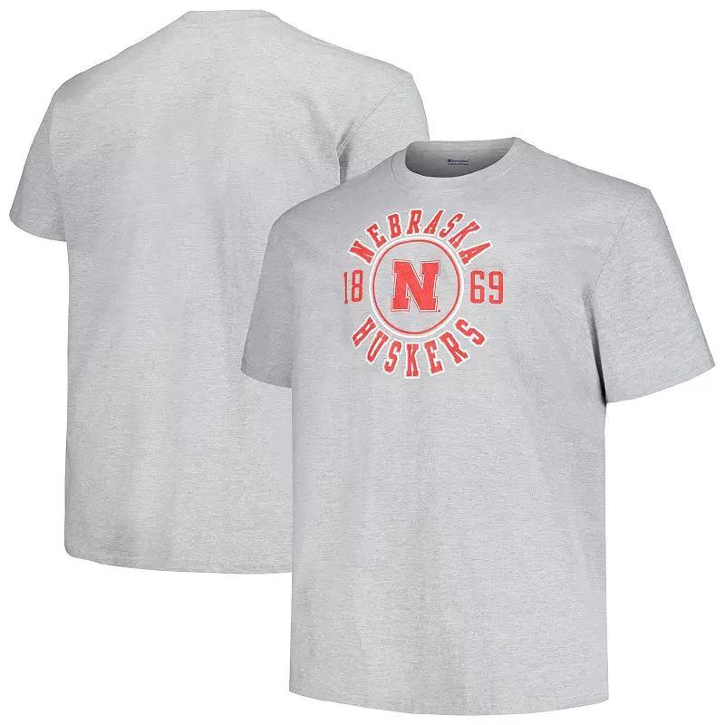 Mens Champion Heather Gray Nebraska Huskers Big & Tall Circle Logo T-Shirt Product Image