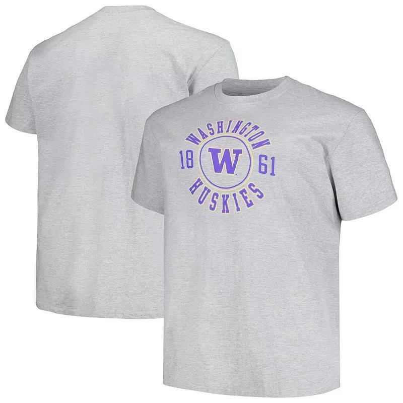 Mens Champion Heather Gray Washington Huskies Big & Tall Circle Logo T-Shirt Product Image