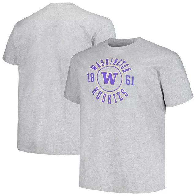 Mens Champion Heather Gray Washington Huskies Big & Tall Circle Logo T-Shirt Product Image