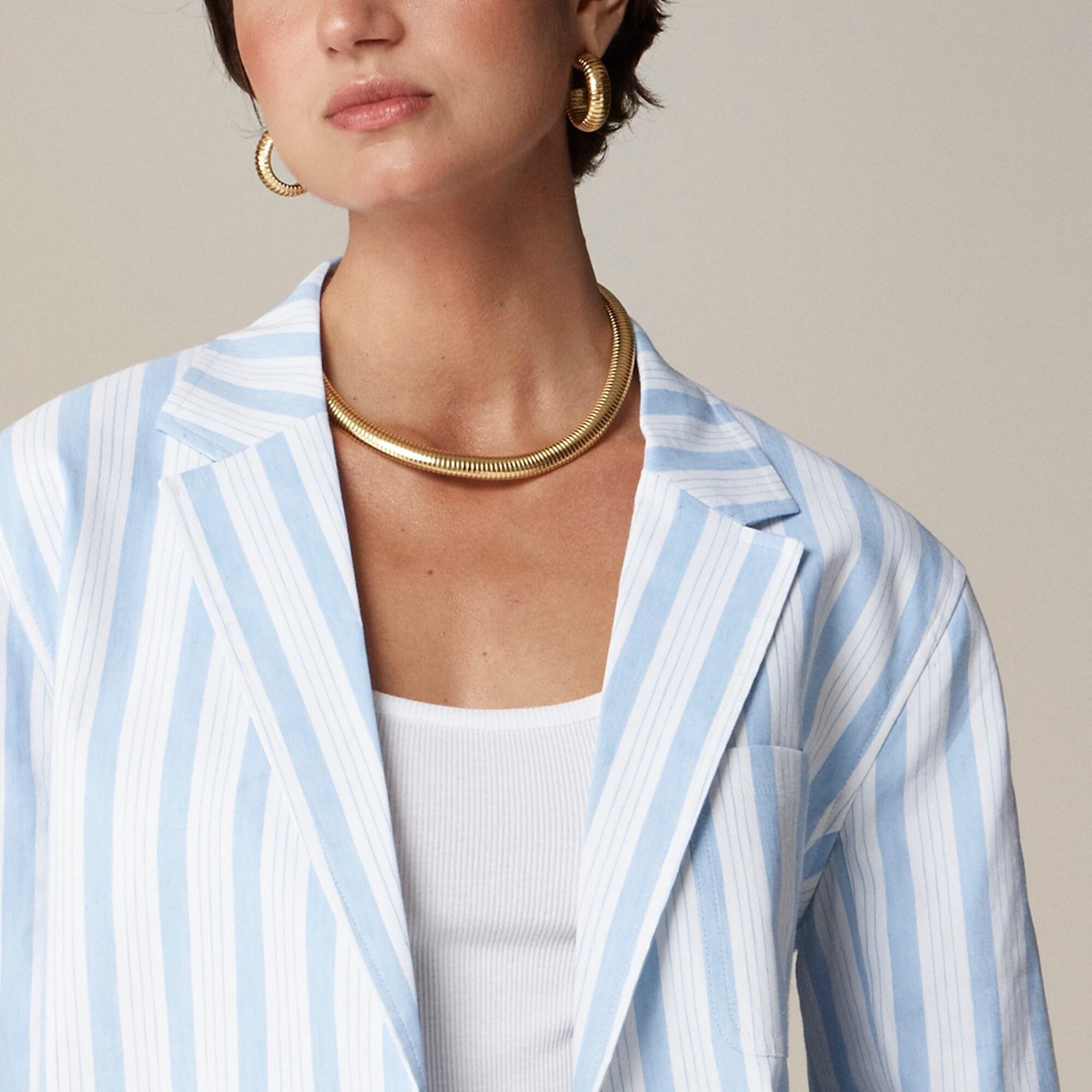 Patch-pocket blazer in striped linen blend Product Image