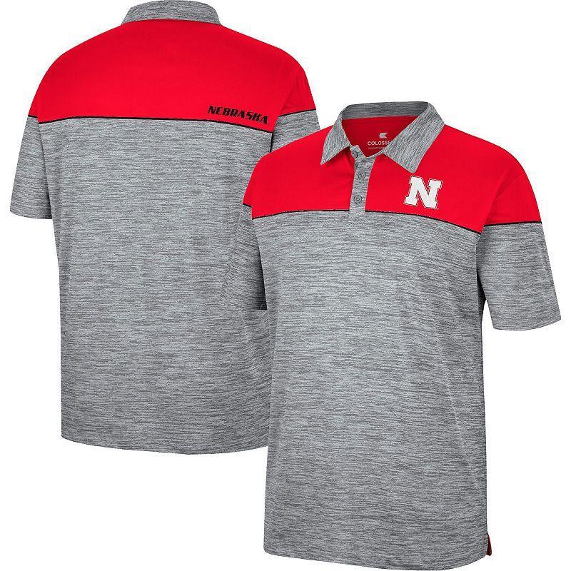 Mens Colosseum Heathered Gray Nebraska Huskers Birdie Polo Shirt - Heathered Gray Product Image