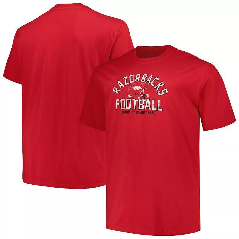 Champion Mens Cardinal Arkansas Razorbacks Big Tall Football Helmet T-Shirt Product Image