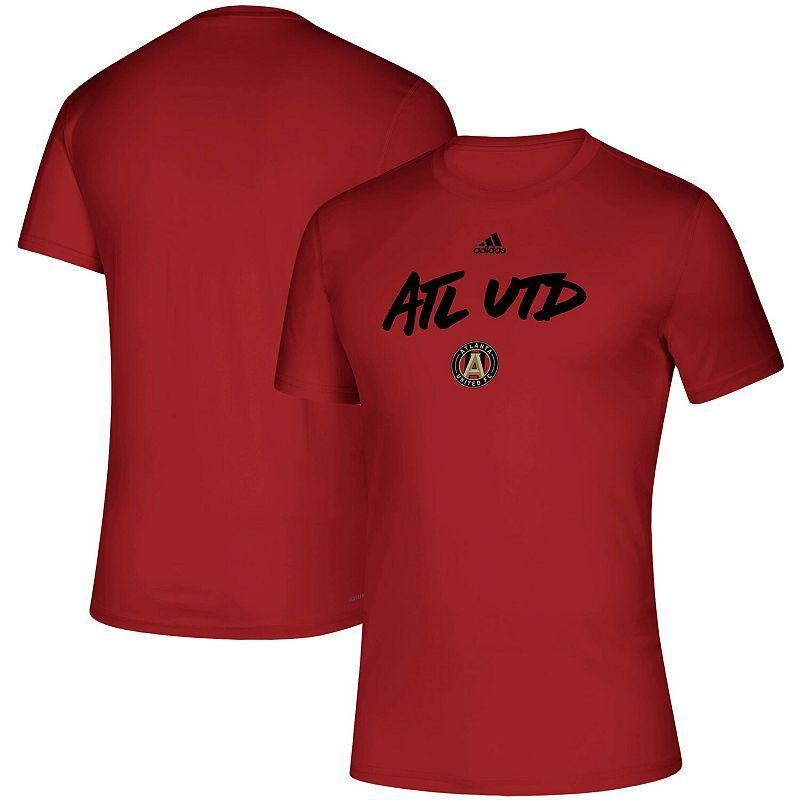 Mens adidas Red Atlanta United FC Wordmark Goals T-Shirt Product Image