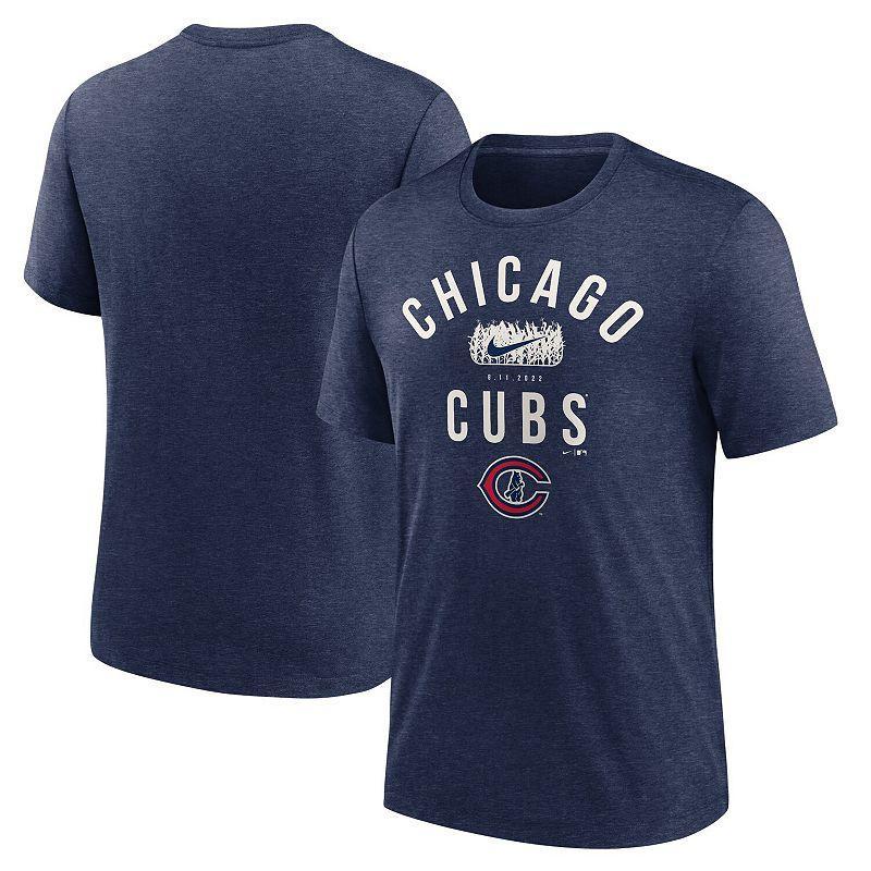 Mens Nike Heather Chicago Cubs 2022 Field of Dreams Lockup Tri-Blend T-Shirt Blue Product Image