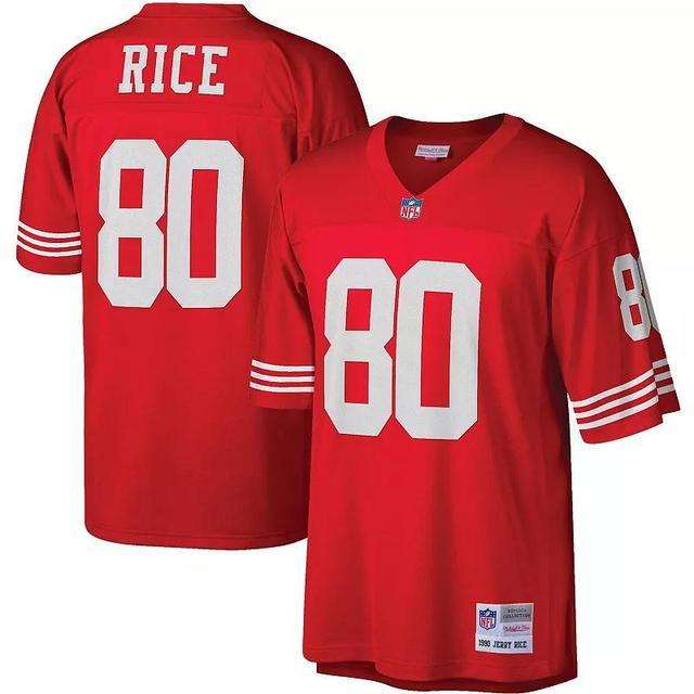 Mens Mitchell & Ness Jerry Rice Scarlet San Francisco 49ers Big & Tall 1990 Retired Player Replica Jersey Product Image