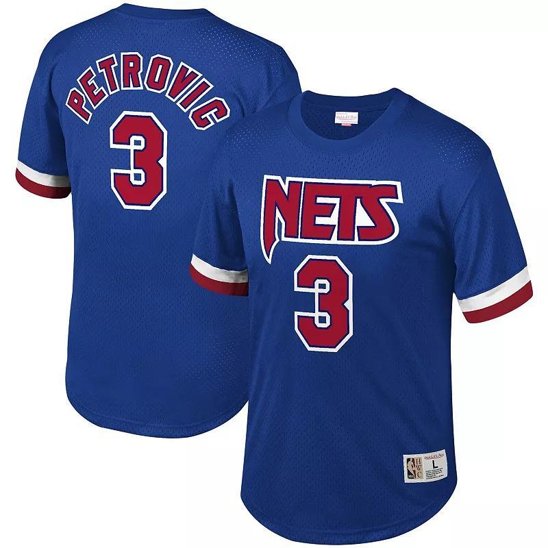 Mens Mitchell & Ness Drazen Petrovic Royal New Jersey Nets Mesh T-Shirt Product Image