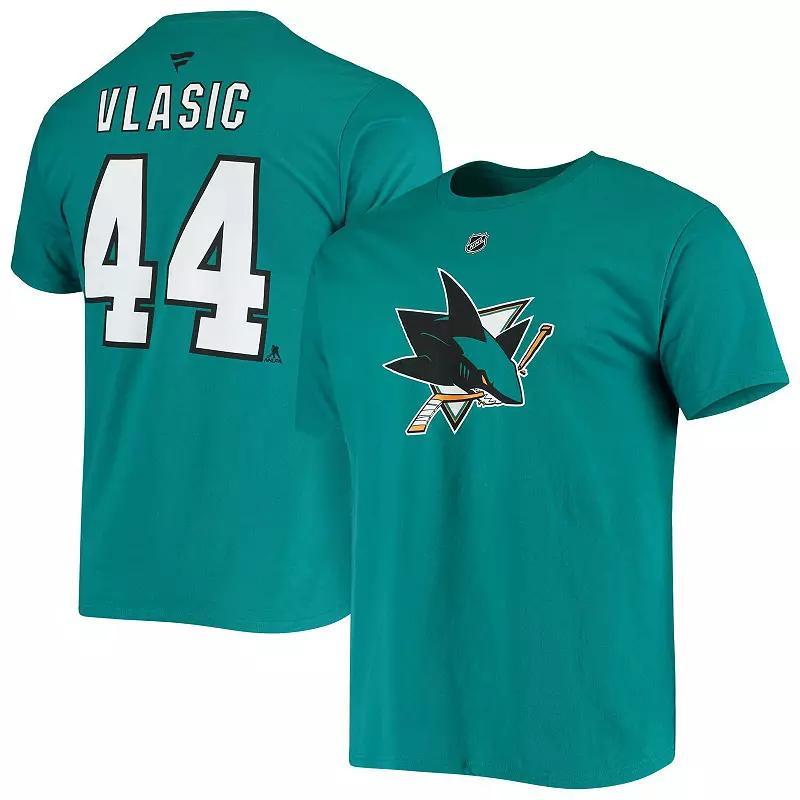 Mens Fanatics Branded Marc-Edouard Vlasic Teal San Jose Sharks Player Name and Number T-Shirt Product Image