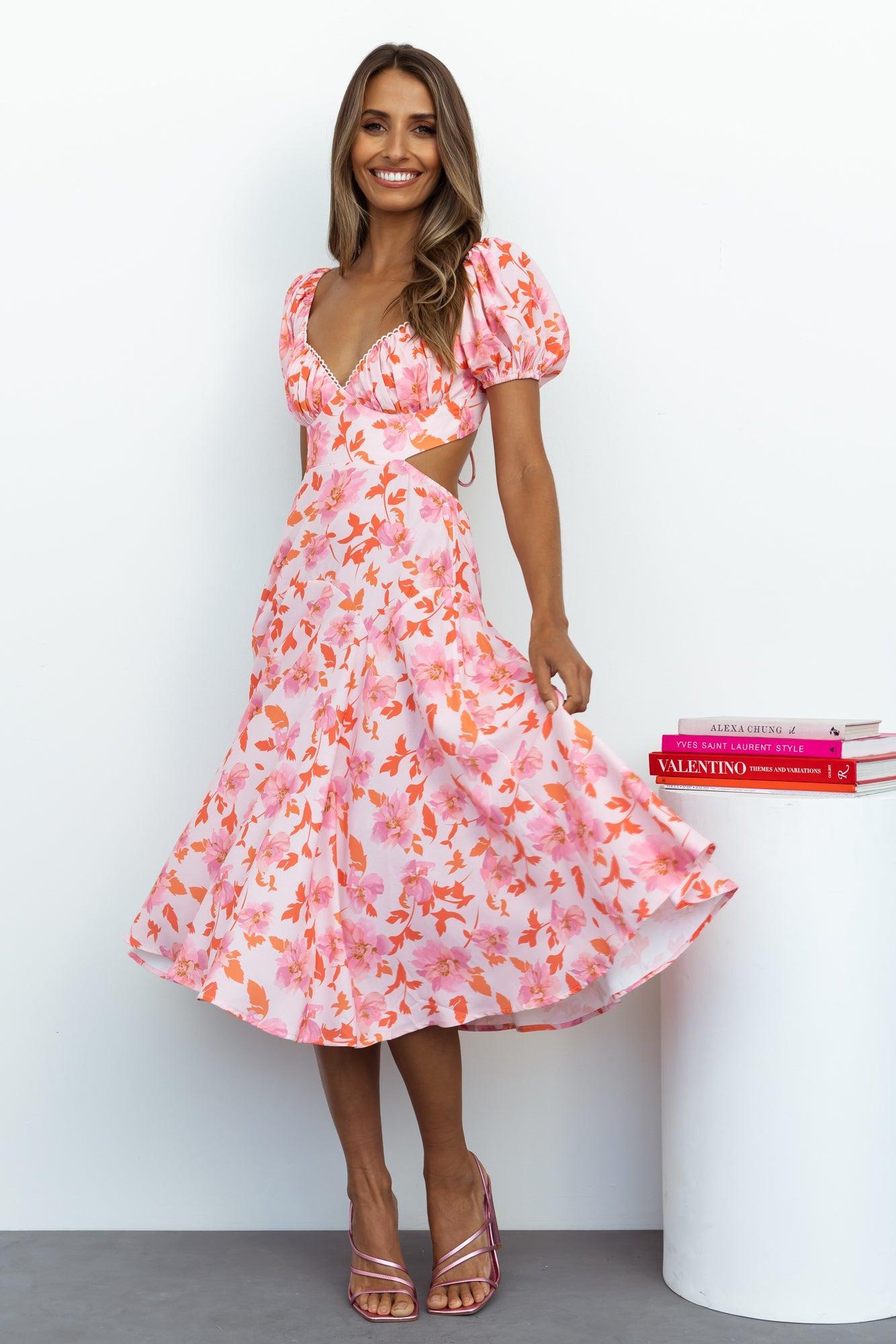 Dish It Out Midi Dress Pink Product Image