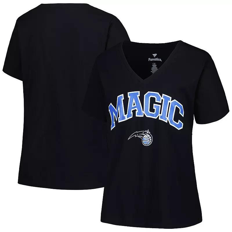 Womens Profile Black Orlando Magic Plus Size Arch Over Logo V-Neck T-Shirt Product Image