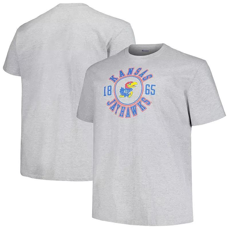 Mens Champion Heather Gray Kansas Jayhawks Big & Tall Circle Logo T-Shirt Product Image