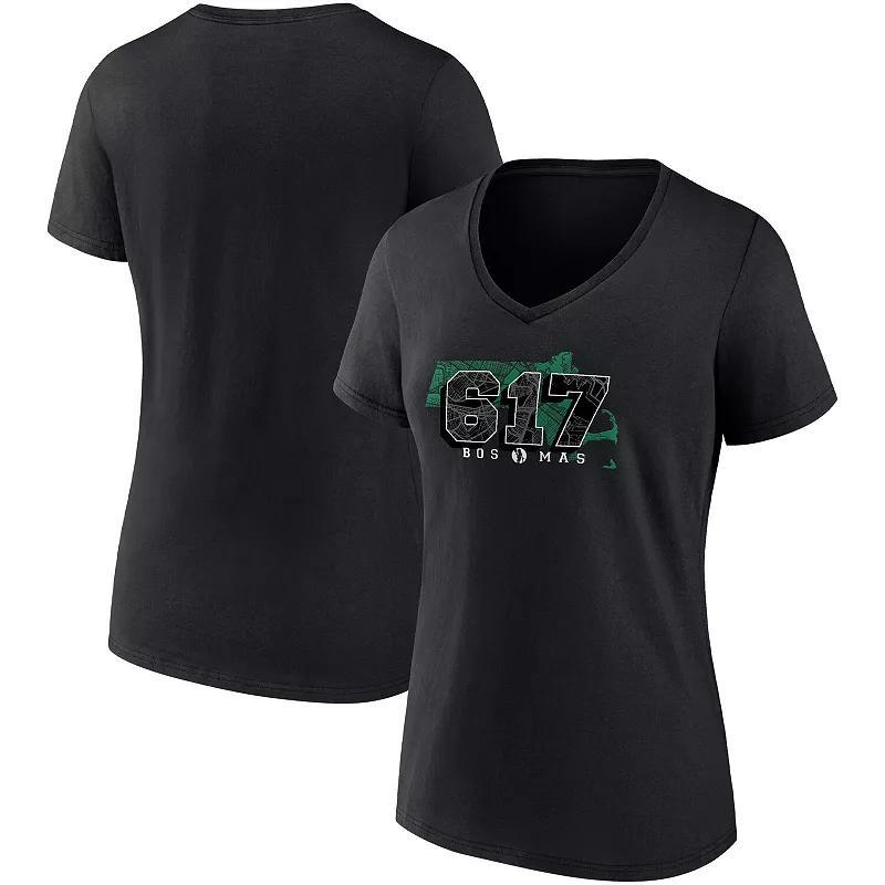 Womens Fanatics Branded Boston Celtics Hometown Collection 617 V-Neck T-Shirt Product Image