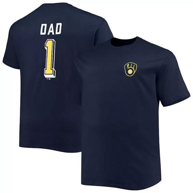 Mens Milwaukee Brewers Big & Tall Fathers Day #1 Dad T-Shirt Blue Product Image