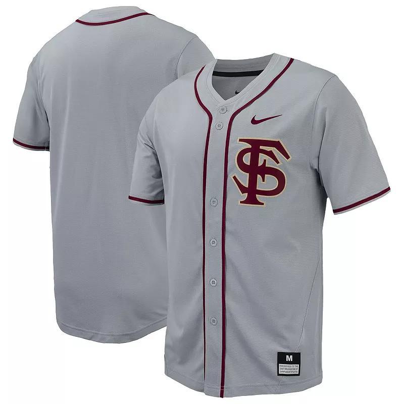 Mens Nike Gray Florida State Seminoles Replica Full-Button Baseball Jersey Product Image