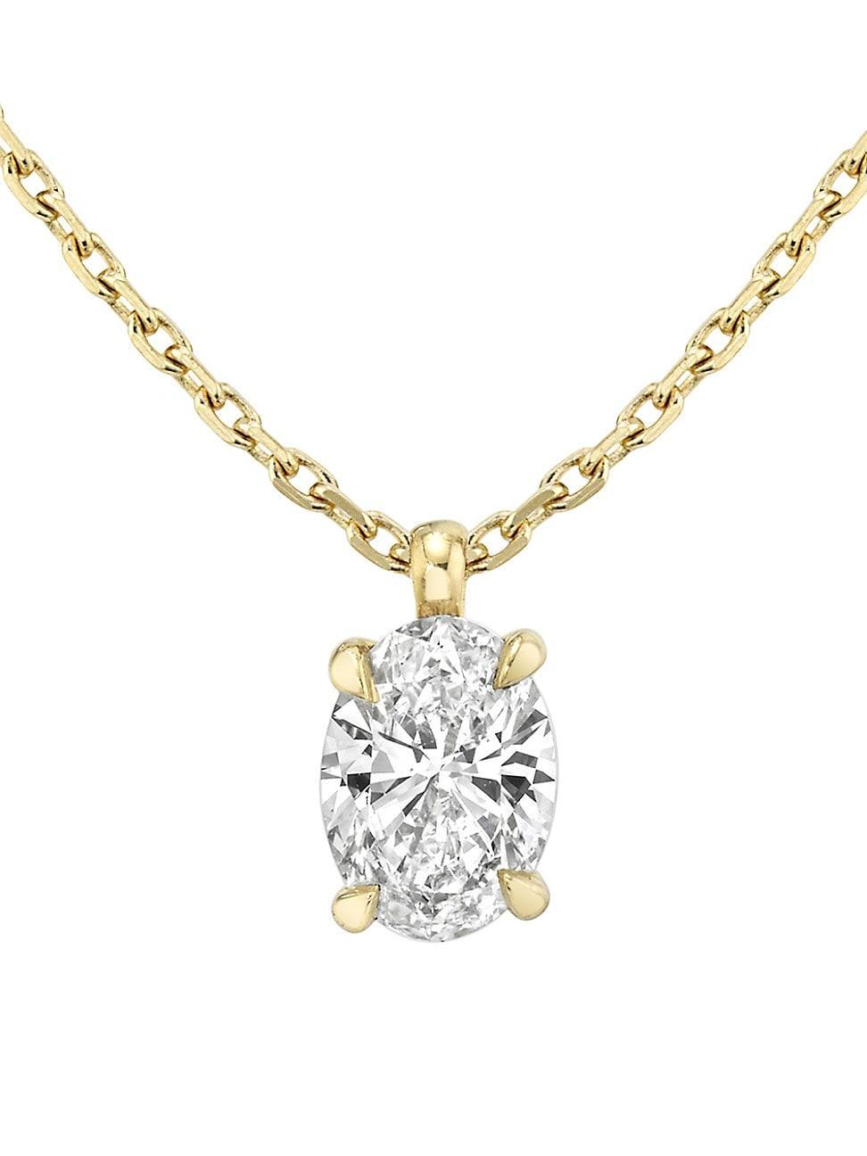 Womens Solitaire Classics 14K Gold & 1.00 TCW Lab-Grown Diamond Solitaire Oval Pendant Product Image