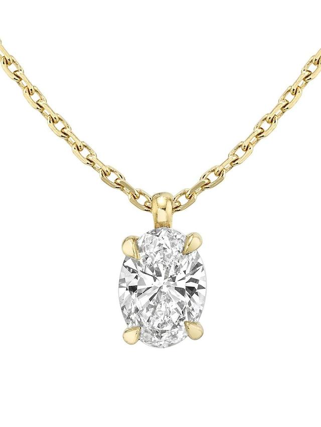 Womens Solitaire Classics 14K Gold & Lab-Grown Diamond Solitaire Oval Pendant - Yellow Gold Product Image