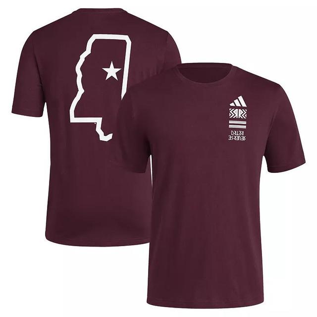 Mens adidas Maroon Distressed Mississippi State Bulldogs Reverse Retro Baseball 2 Hit T-shirt Product Image