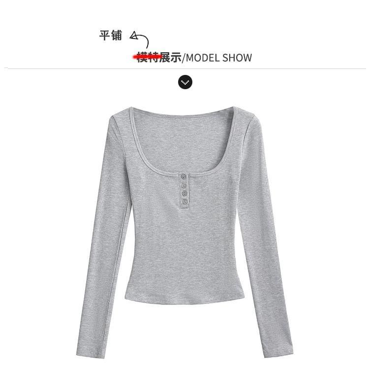 Boatneck Long-Sleeve Skinny Crop Tee Product Image