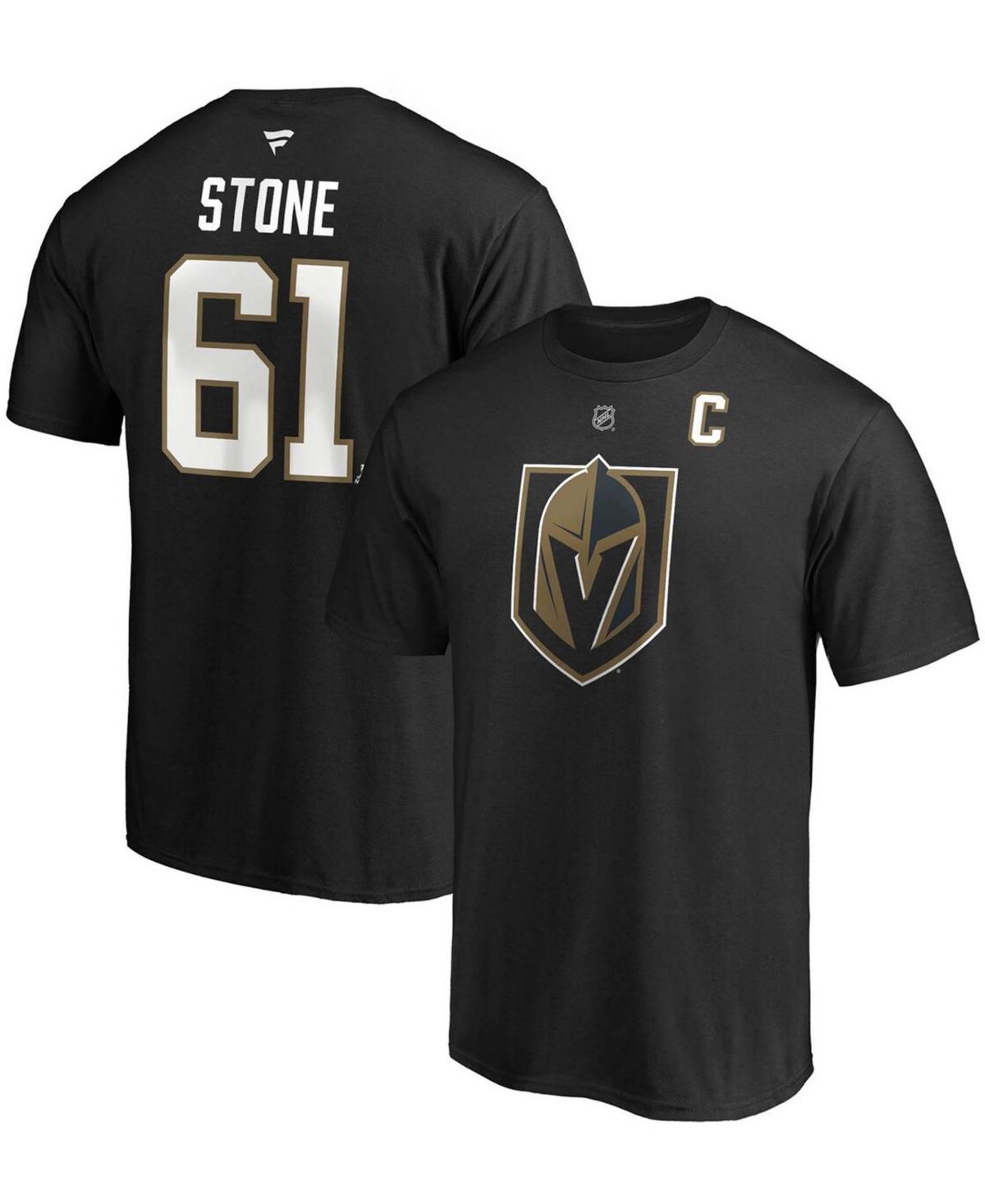 Mens Fanatics Branded Mark Stone Black Vegas Golden Knights Authentic Stack Player Name & Number Captain Patch T-Shirt Product Image