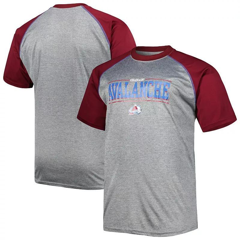 Mens Heather Gray Colorado Avalanche Big & Tall Logo Raglan T-Shirt Product Image