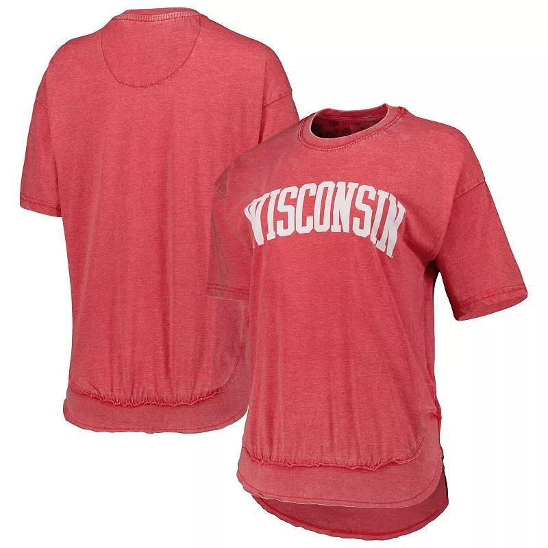 Womens Pressbox Heathered Red Wisconsin Badgers Arch Poncho T-Shirt Product Image