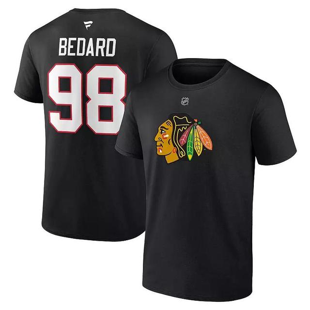 Mens Fanatics Branded Connor Bedard Chicago hawks 2023 NHL Draft Authentic Stack Player Name & Number T-Shirt Product Image