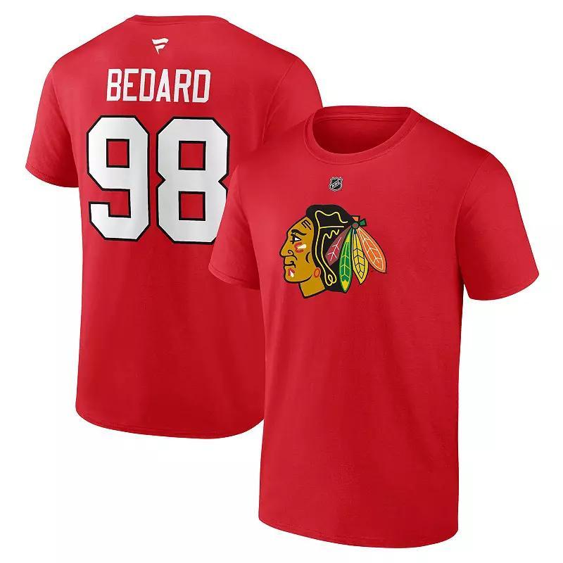 Mens Fanatics Branded Connor Bedard Chicago Blackhawks 2023 NHL Draft Authentic Stack Player Name & Number T-Shirt Product Image