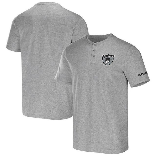 Mens NFL x Darius Rucker Collection by Fanatics Heather Gray Las Vegas Raiders Henley T-Shirt Product Image