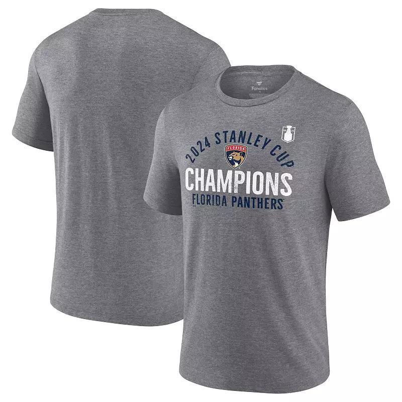 Mens Fanatics Heather Gray Florida Panthers 2024 Stanley Cup Champions Rush Tri-Blend T-Shirt Product Image