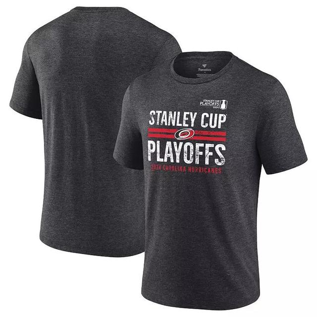 Mens Fanatics Branded Heather Charcoal Carolina Hurricanes 2024 Stanley Cup Playoffs Crossbar Tri-Blend T-Shirt Product Image