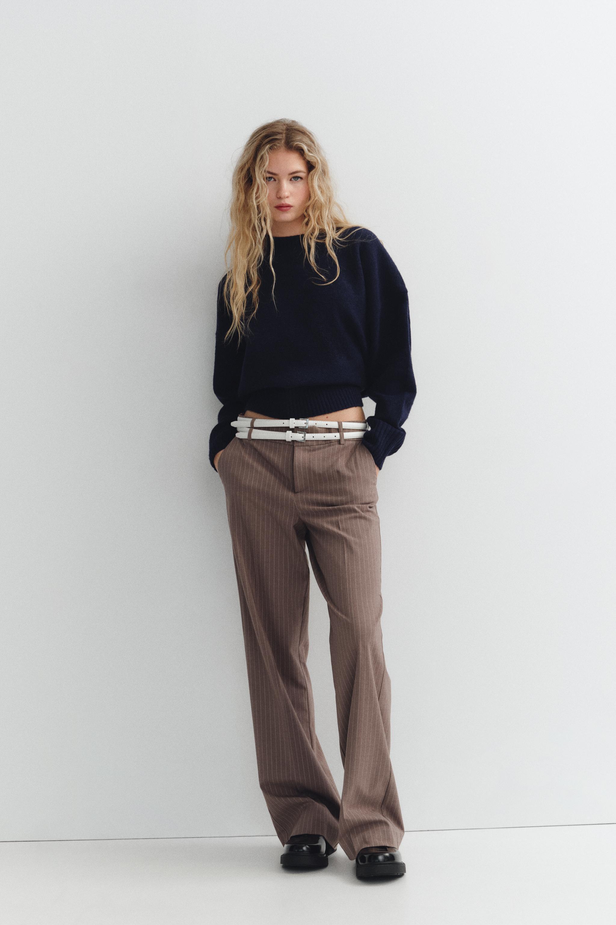 STRIPED PANTS EITH DOUBLE BELT Product Image