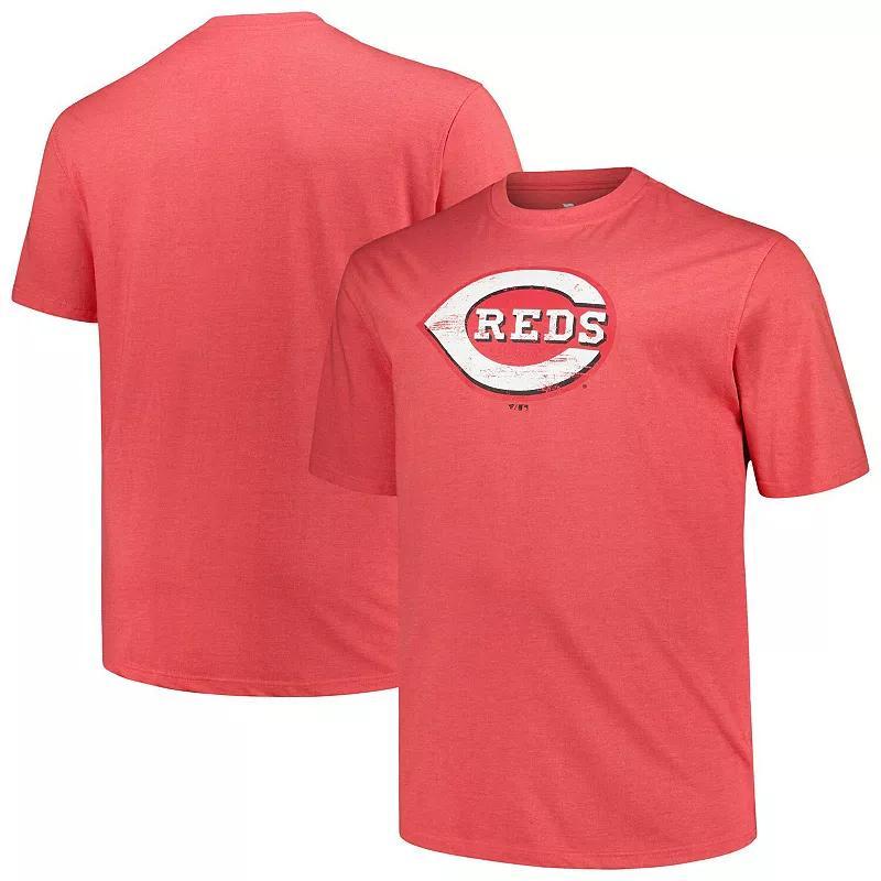 Mens Profile Heather Red Cincinnati Reds Big & Tall Weathered Logo T-Shirt Product Image