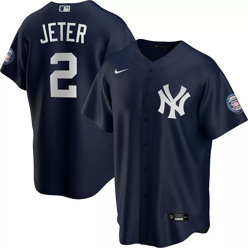 Mens Nike Derek Jeter New York Yankees 2020 Hall of Fame Induction Alternate Replica Player Name Jersey Blue Product Image