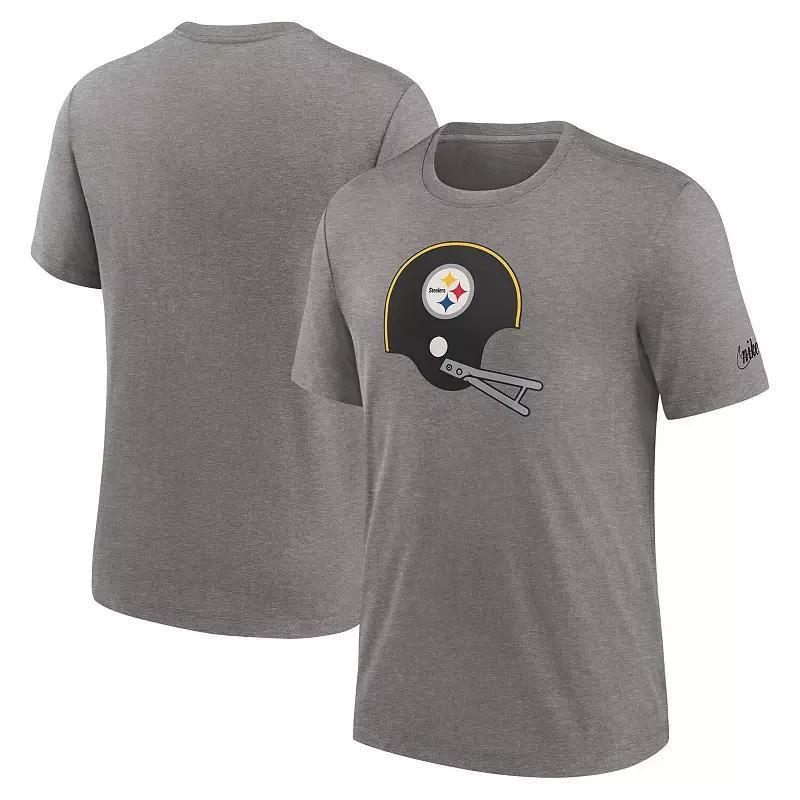 Mens Nike Heather Charcoal Pittsburgh Steelers Rewind Logo Tri-Blend T-Shirt Grey Product Image