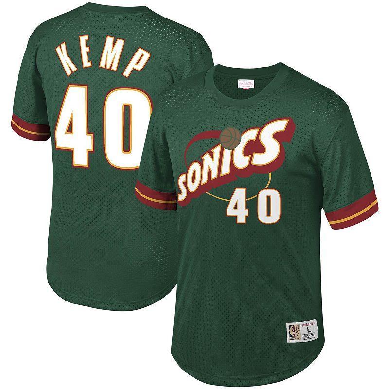 Mens Mitchell & Ness Shawn Kemp Green Seattle SuperSonics Mesh T-Shirt Product Image