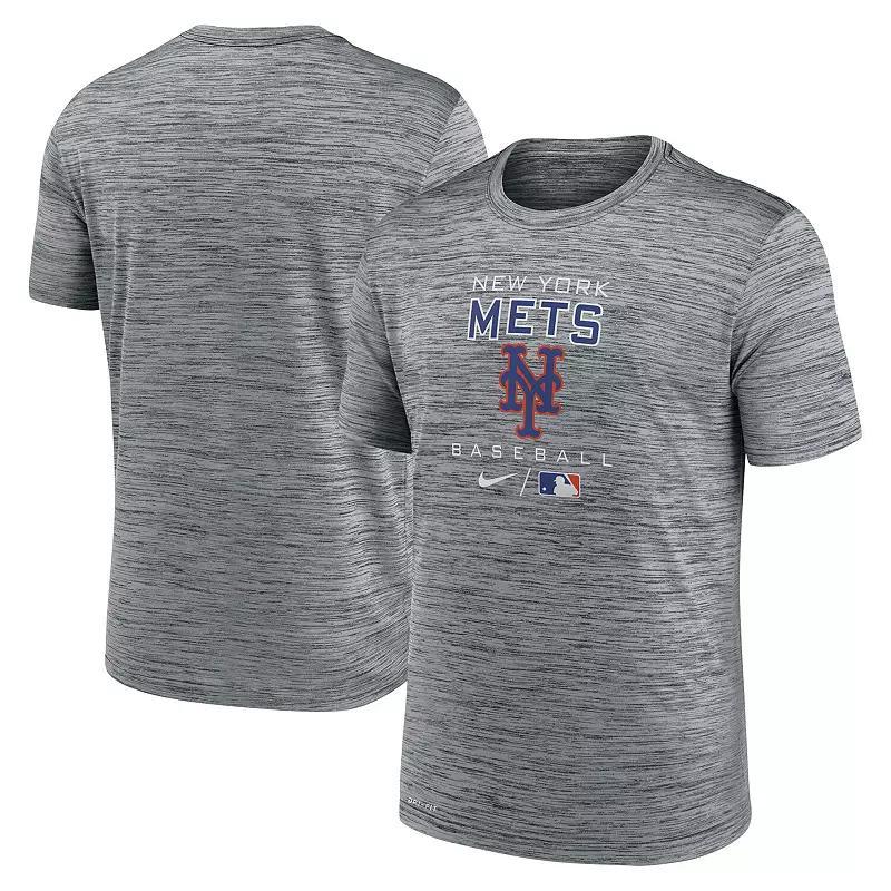 Nike Mens Nike Mets Velocity Practice Performance T-Shirt - Mens Anthracite/Anthracite Product Image