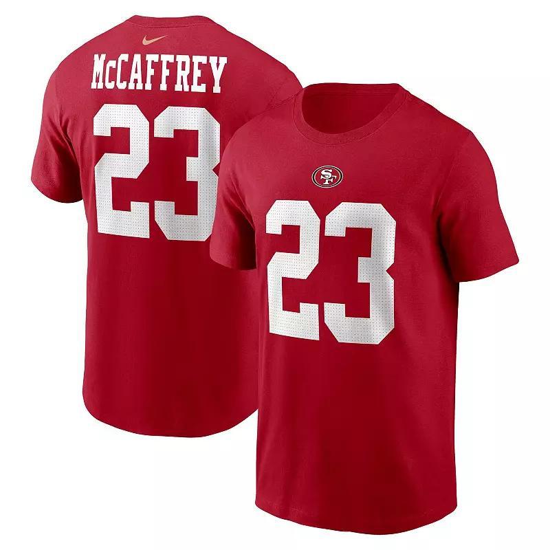 Mens Nike Christian McCaffrey Scarlet San Francisco 49ers Player Name & Number T-Shirt Product Image