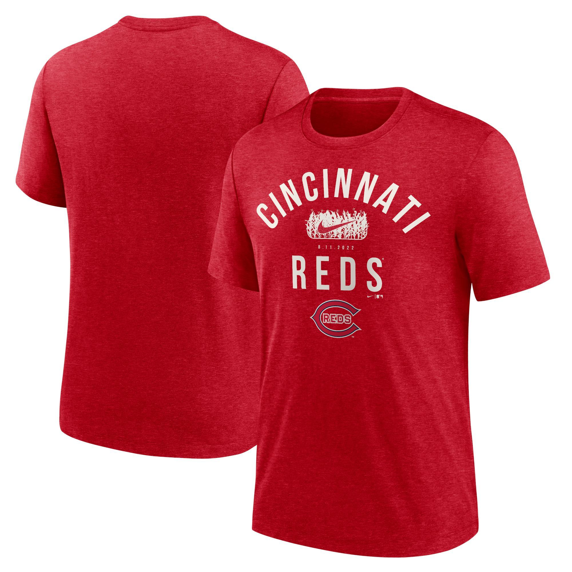 Mens Nike Heather Red Cincinnati Reds 2022 Field of Dreams Lockup Tri-Blend T-Shirt Product Image