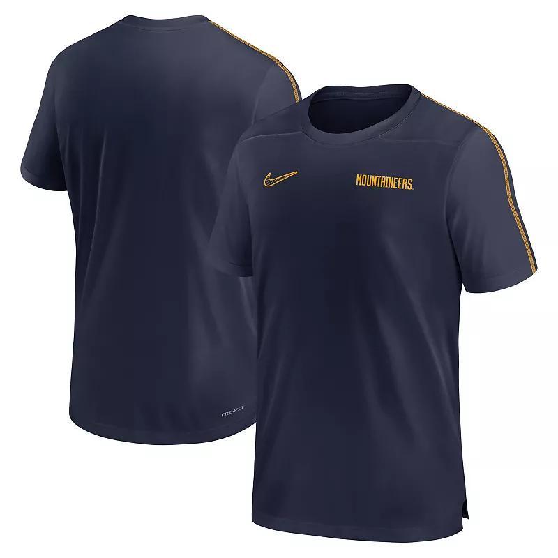 Mens Nike West Virginia Mountaineers 2024 Sideline Coach Performance Top Blue Product Image