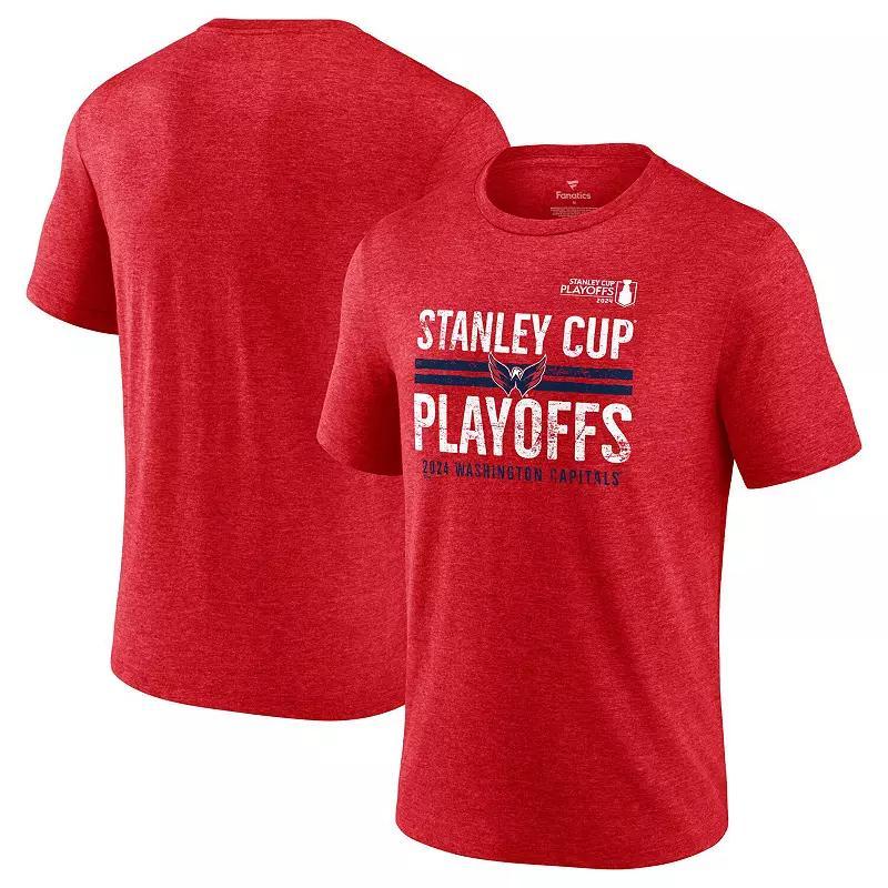 Mens Fanatics Branded Heather Washington Capitals 2024 Stanley Cup Playoffs Crossbar Tri-Blend T-Shirt Product Image