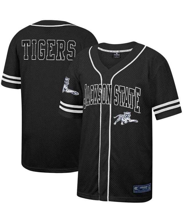 Mens Colosseum Black Jackson State Tigers Free Spirited Mesh Button-Up Baseball Jersey - Black Product Image