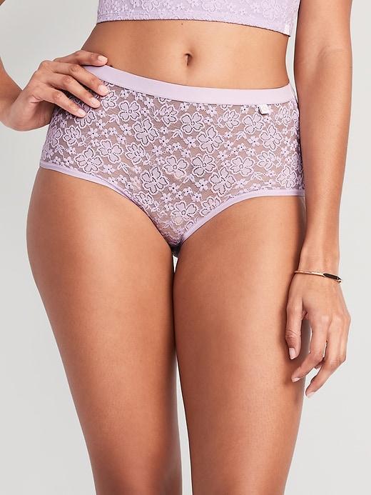 High-Waisted Lace Bikini Underwear Product Image