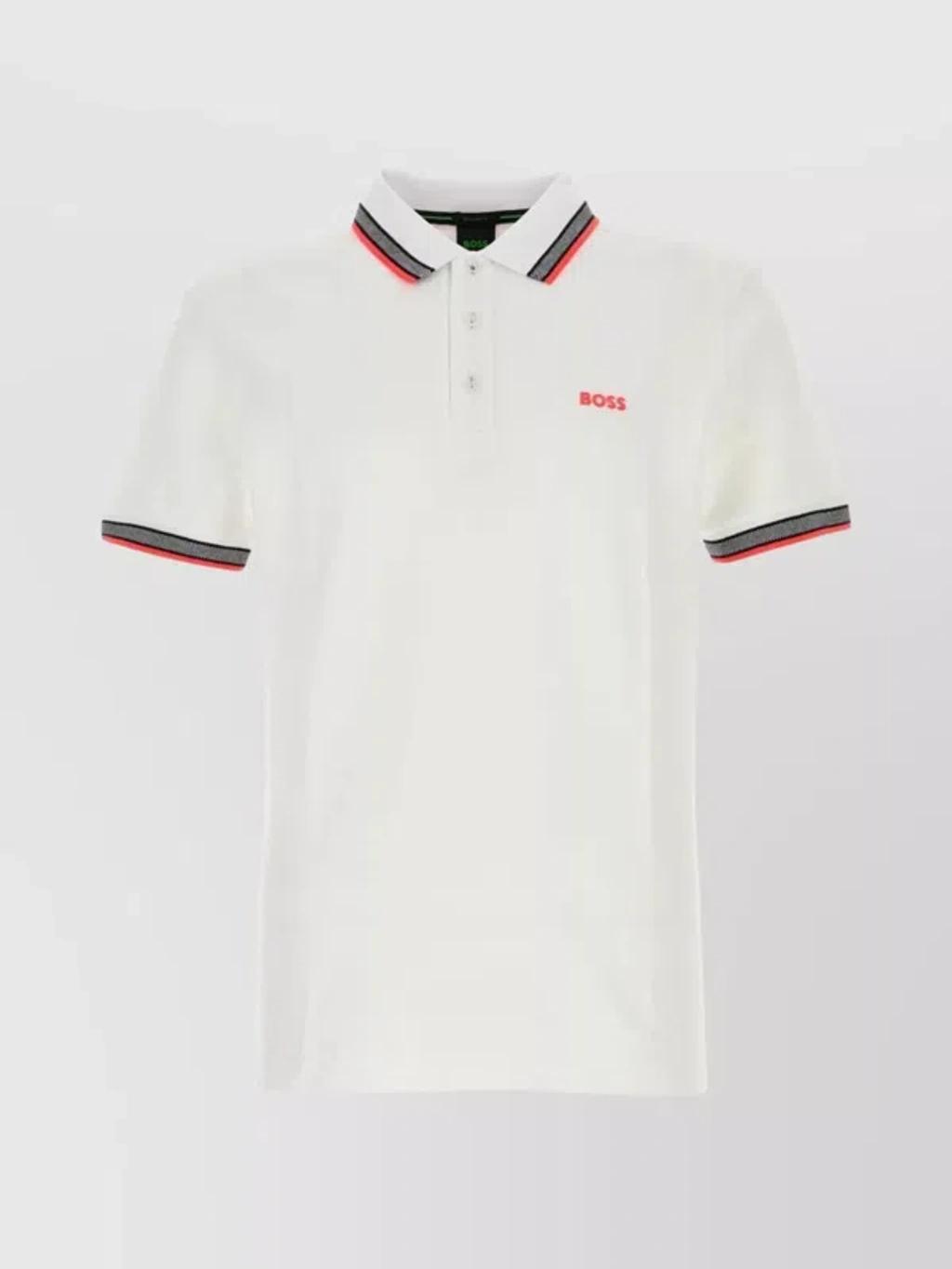 Polo Shirt Piquet Contrast Trim In White Product Image