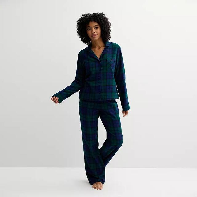 Womens Sonoma Goods For Life Flannel Notch Pajama Top & Pajama Pants Set Product Image