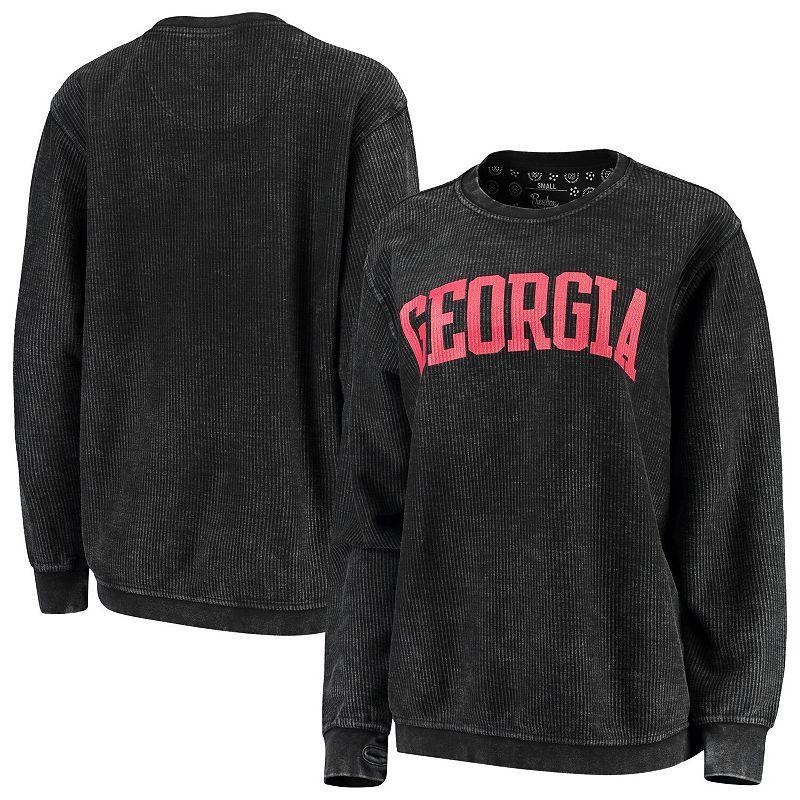 Womens Pressbox Georgia Bulldogs Comfy Cord Vintage Wash Basic Arch Pullover Sweatshirt Product Image