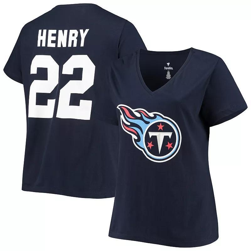 Womens Fanatics Branded Derrick Henry Tennessee Titans Plus Size Name & Number V-Neck T-Shirt Blue Product Image