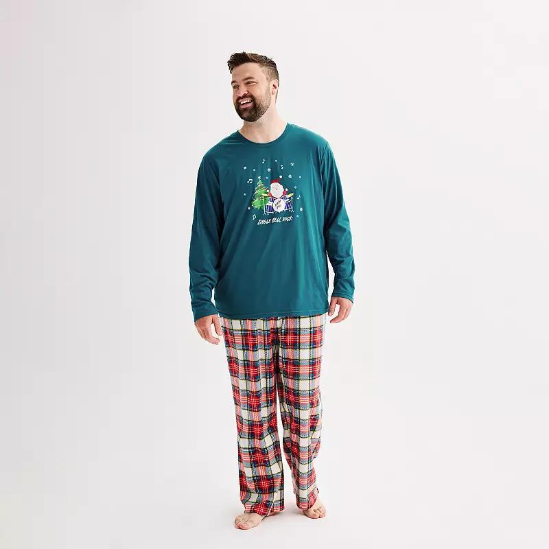 Big & Tall Jammies For Your Families Jingle Bell Rock Santa Claus Pajama Top & Pajama Bottoms Set, Mens Product Image