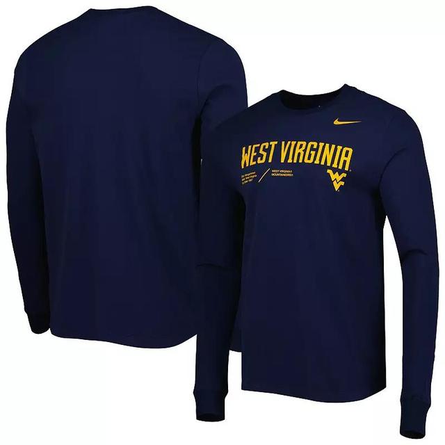 Mens Nike West Virginia Mountaineers Team Practice Performance Long Sleeve T-Shirt Blue Product Image